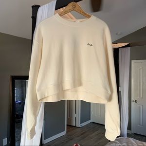 Cream H&M cropped hoodie size Large new with tags